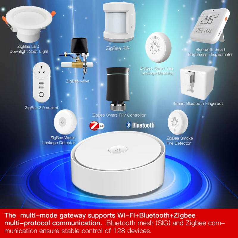 

Tuya, которые поддерживают несколько режимов шлюз WiFi + Bluetooth + Zigbee с поддержкой нескольких протоколов Связь шлюз Tuya Smart Life APP дистанционного Упр...