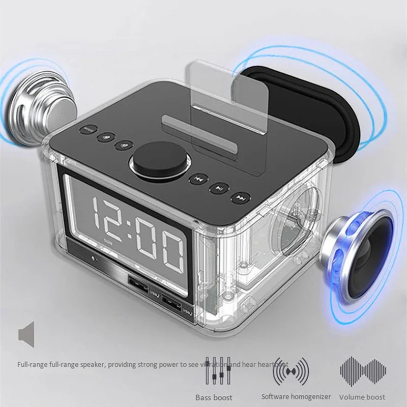 Bluetooth speaker 4.2 and FM radio control wireless alarm clock bass direct charging through USB MP3 player TF |
