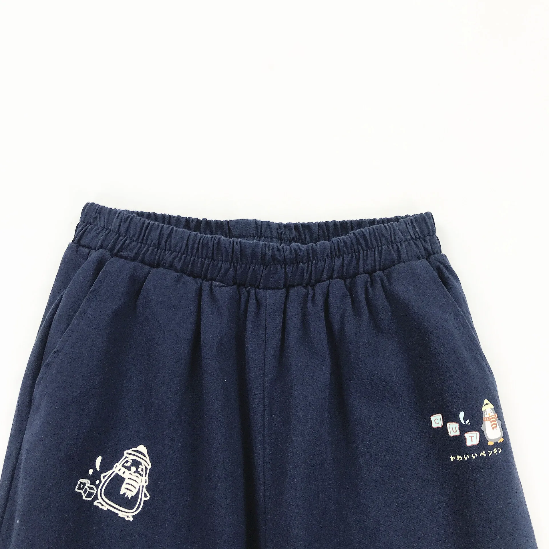 Повседневные Хлопковые женские брюки с принтом снеговика вышивкой эластичным