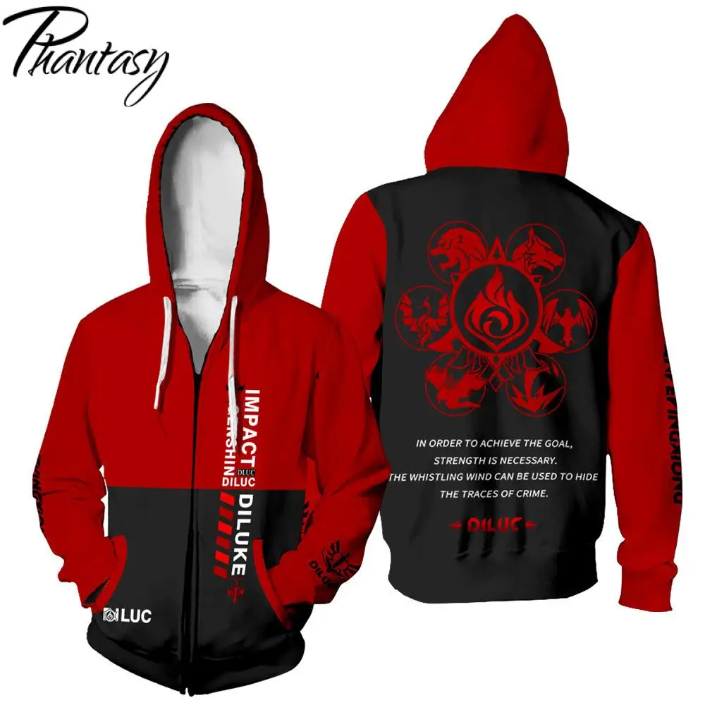 

Phantasy 2021 Anime Hoodies genshin impact Role Print Zipper Top Jacket Halloween Cospaly Party Costume Long Sleeve Hooded Wear