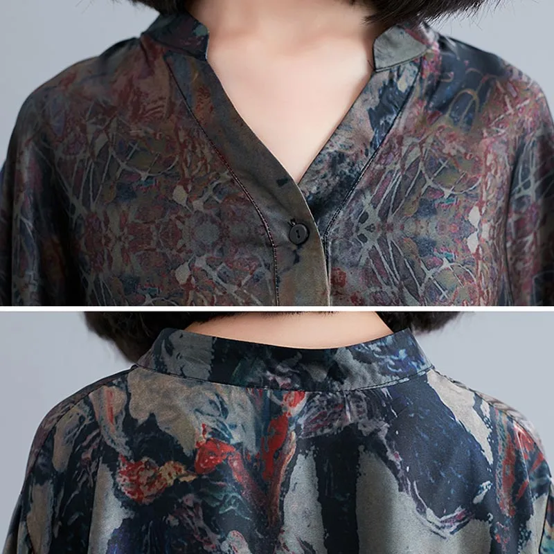 Женское винтажное платье большого размера плюс с этническим принтом свободное