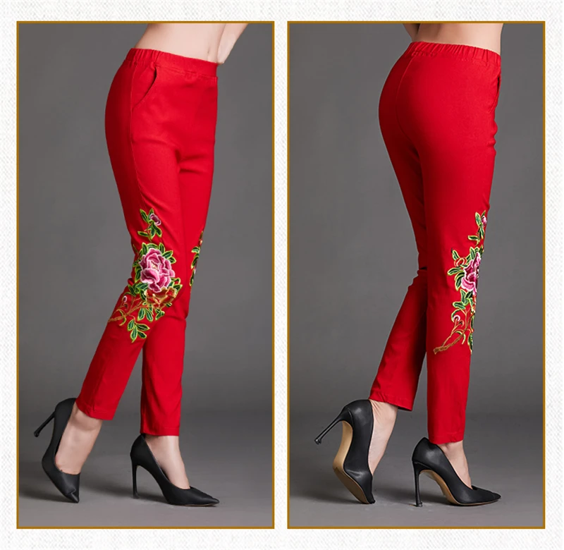 Брюки женские в этническом стиле повседневные брендовые элегантные