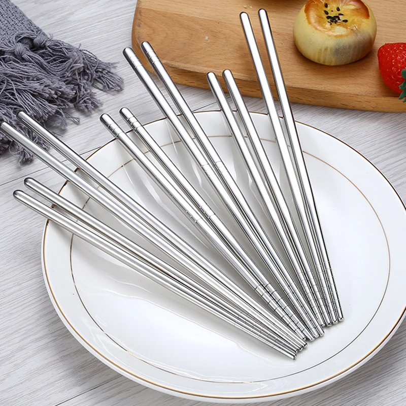 Набор палочек для еды из нержавеющей стали 5 пар металлические Нескользящие