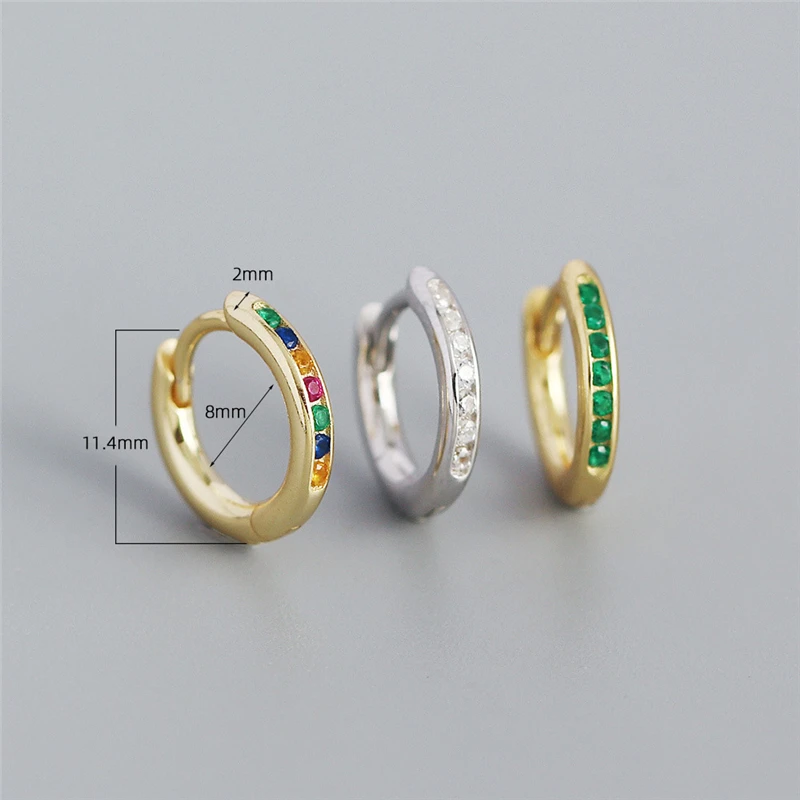 

CANNER Colored Green White Zircon Circle Earrings For Women 925 Sterling Silver Piercing Earrings Hoop Pendiente Wedding Jewelry