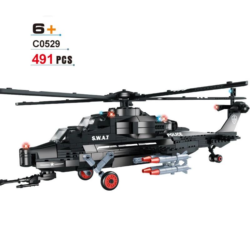 Набор вертолетов модель военного самолета городской полиции строительные блоки