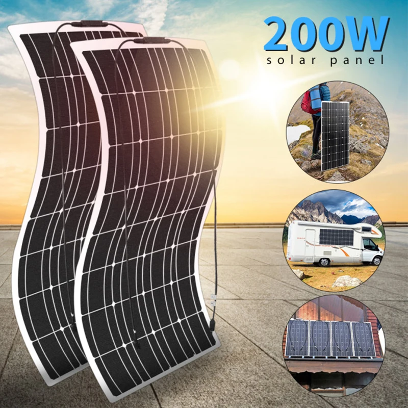 Панель на солнечных батареях 12V 200 Вт монокристаллические 36 ячеек Панели