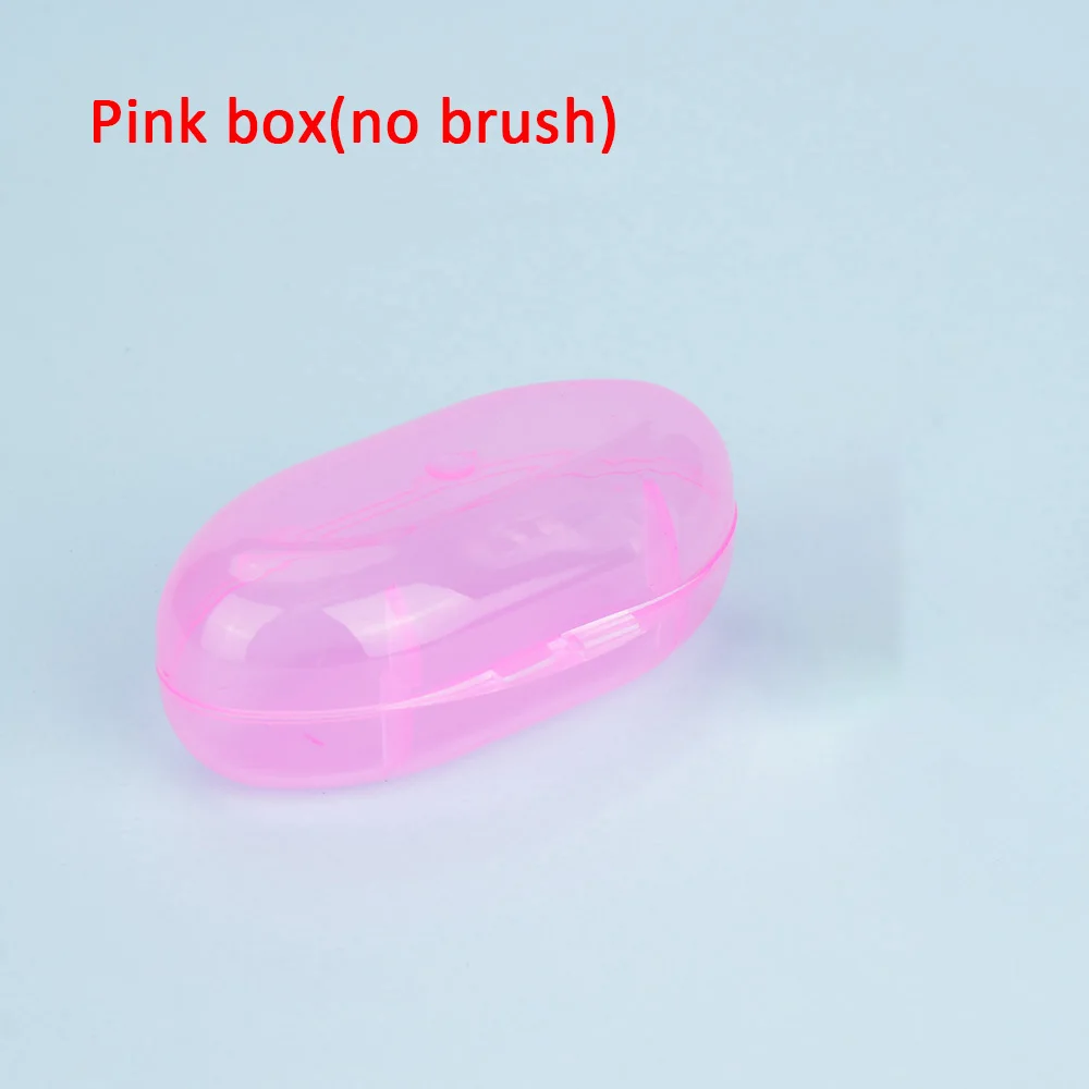 Pink box(no brush) Quaslover детская зубная щетка для пальцев для младенцев, Силиконовая зубная щетка для детей, Чистящая Щетка для детей, прозрачная Массажная щетка, контейнер, коробка - Цвет: Pink box(no brush)