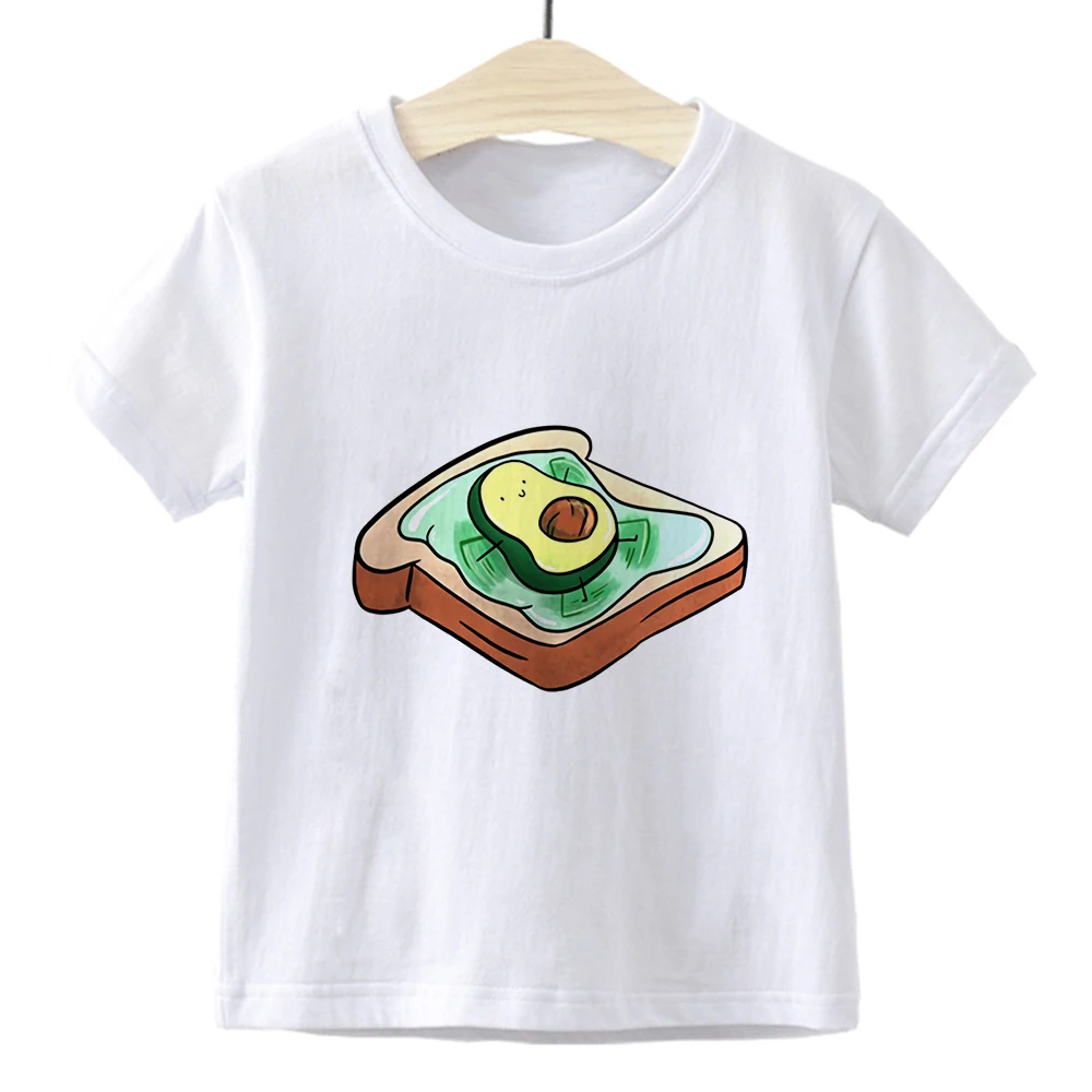 Детская футболка с рисунком авокадо и тостов модная Забавная детская свободная