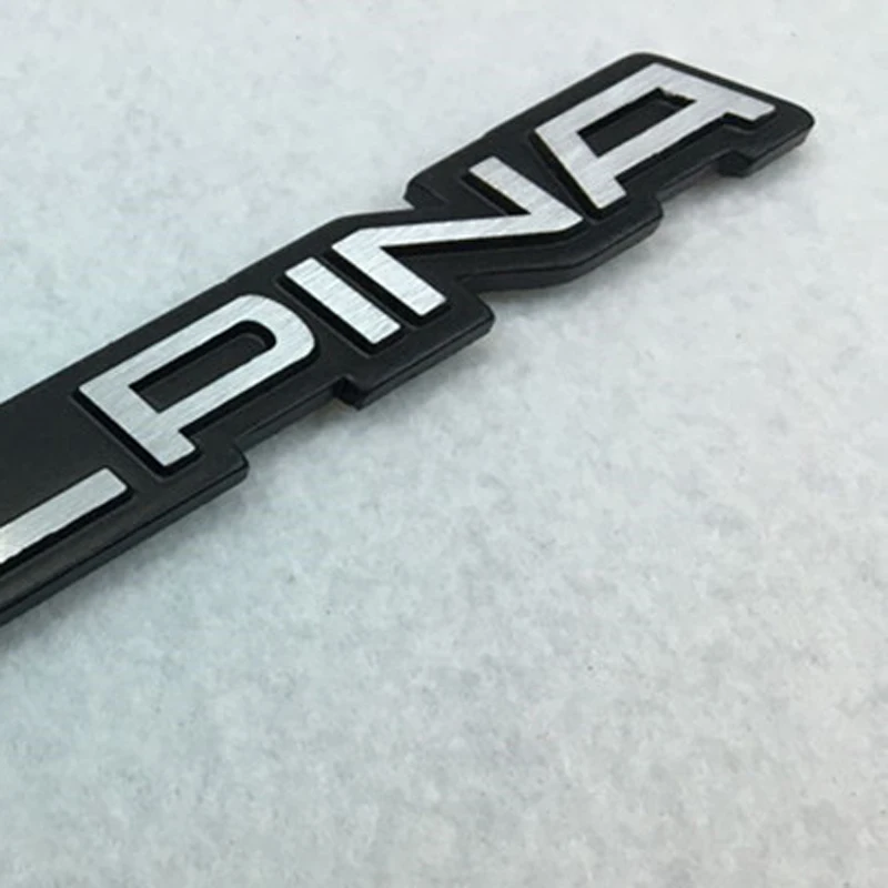 

14cm*2.5cm A-L-P-I-NA Letter 3D Metal Micro-label Sticker Car Trunk Body Decoration Sticker Suitable for Alpina Car Accessories