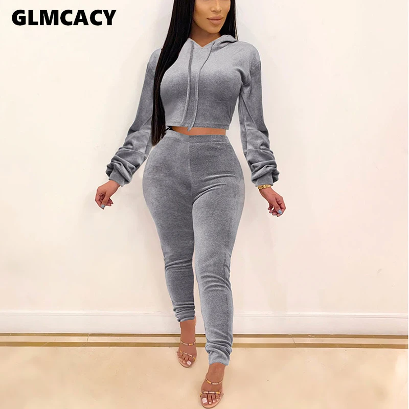 Женский комплект из двух предметов Бархатные толстовки с длинными рукавами и