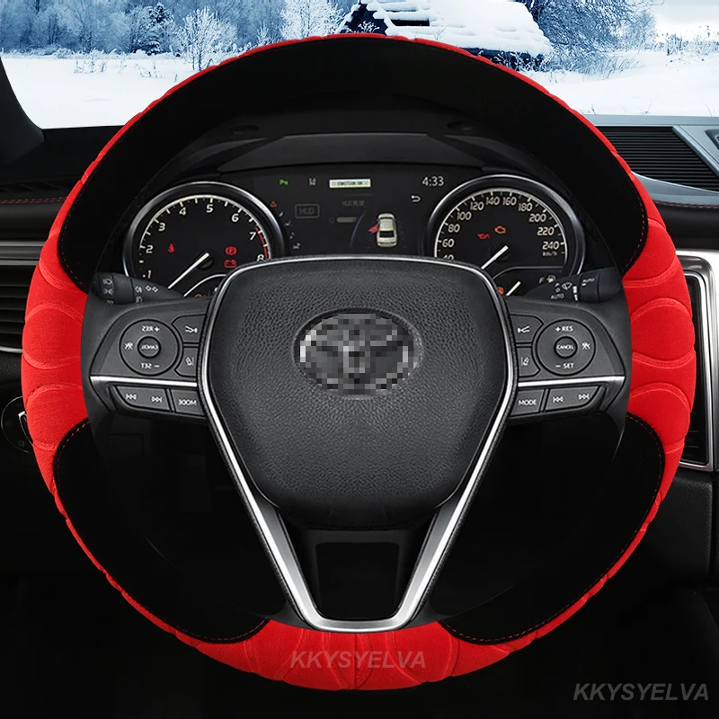 Автомобильный чехол на руль 38 см плюшевый для Toyota Camry Corolla Axio Altis Rav4 4runner C-HR Fortuner
