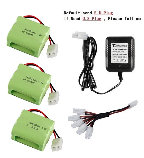 розовато-Серый Разъем Tamiya) Ni-MH 7,2 v 1800mah аккумулятор+ зарядное устройство для радиоуправляемых игрушек, автомобилей, танков, поездов, роботов, лодок, пистолетов AA 7,2 v перезаряжаемый аккумулятор - Цвет: розовато-Серый