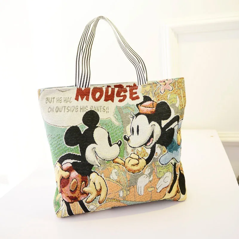 

Disney Mickey Mouse handbag shoulder Cartoon Large Capacity Shopper stitch Canvas lady cute women bag crossbody bags for women