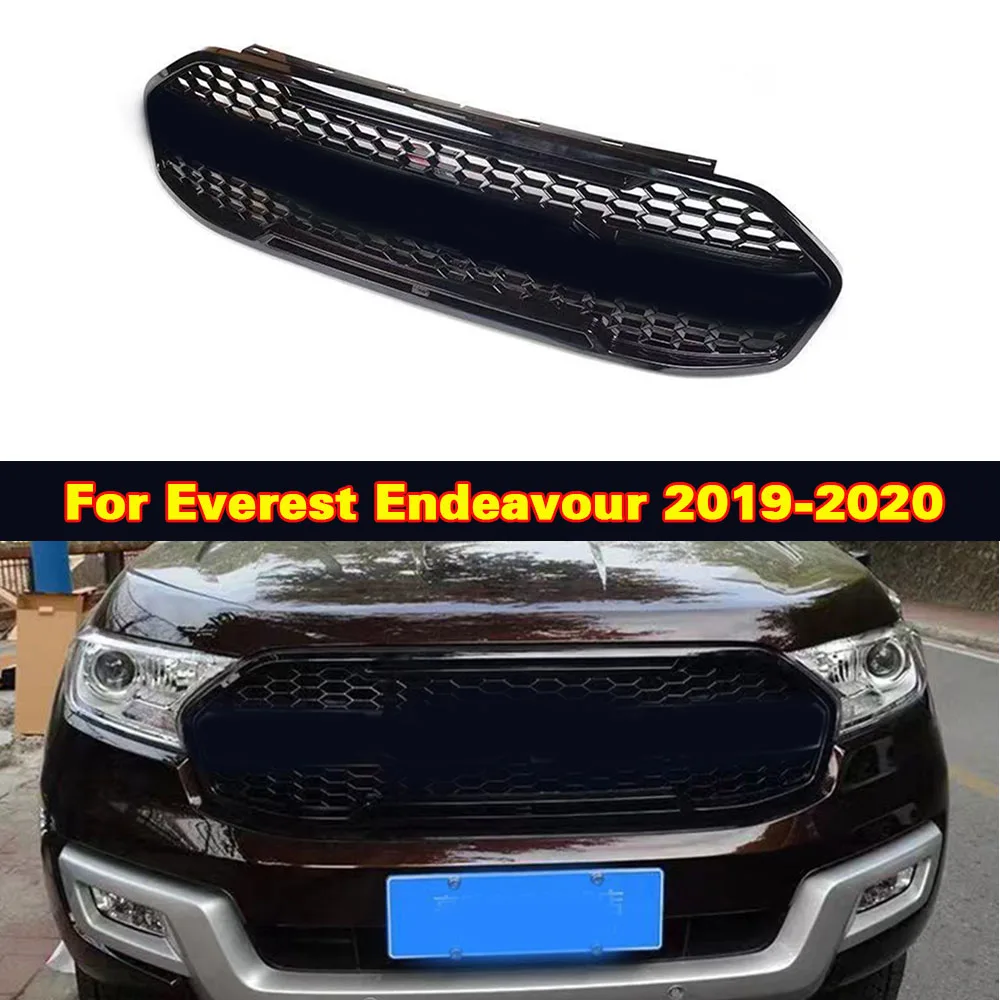 

Front Racing Grille Carbon Fiber Letters Grill Gloss Black Led Letter For ford Everest endeavour Car 2019-2020 High Quality