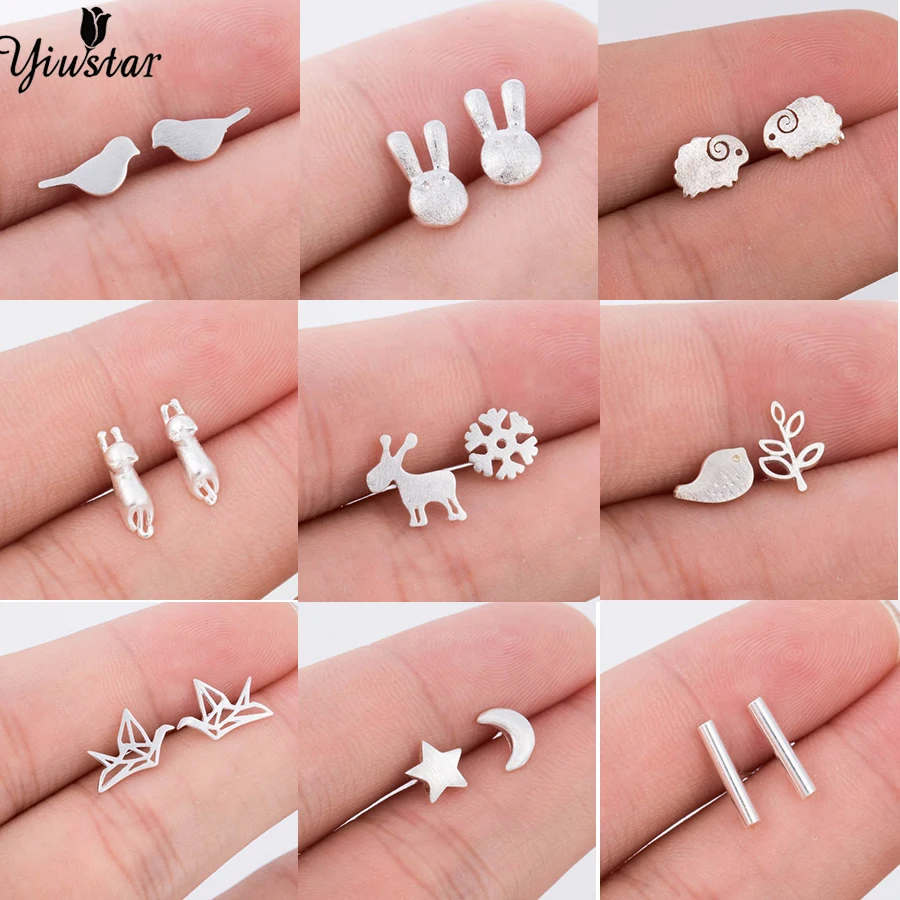 Yiustar в форме животных милый кот женские серьги дикий Журавлик оригами гвоздики