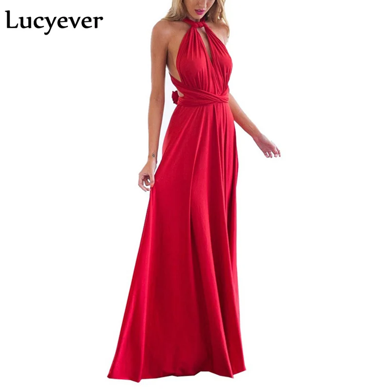 Сексуальное летнее женское длинное платье Lucyever с открытой спиной открытыми