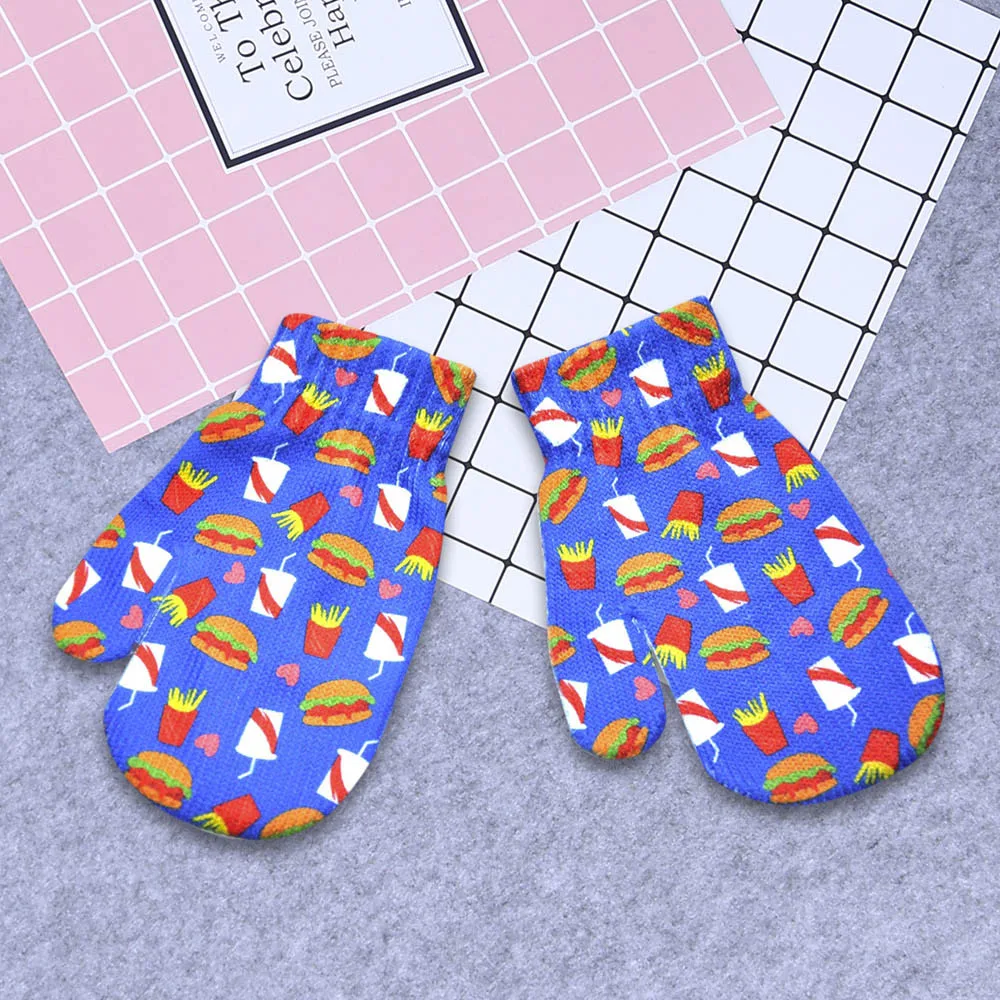 Детские зимние перчатки теплые вязаные рукавицы с объемным животным принтом Kitty