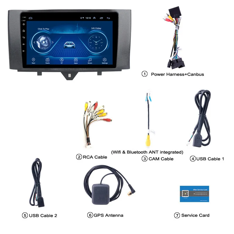 Автомагнитола 2 + 32 ГБ Android 10 0 стереопроигрыватель 2.5D IPS для Benz Smart 2011 2012 2013 2014 2015