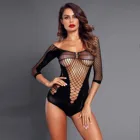 Женское сексуальное эротическое нижнее белье, прозрачное ажурное привлекательное трехсекционное нижнее белье с вышивкой, сексуальное боди из чистой сетки