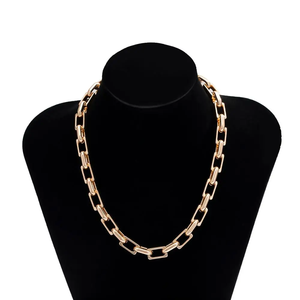 

IngeSight.Z Goth Gothic Curb Cuban Link Chain Choker Necklace Collar for Women Vintage Chunky Heavy Metal Long Necklaces Jewelry