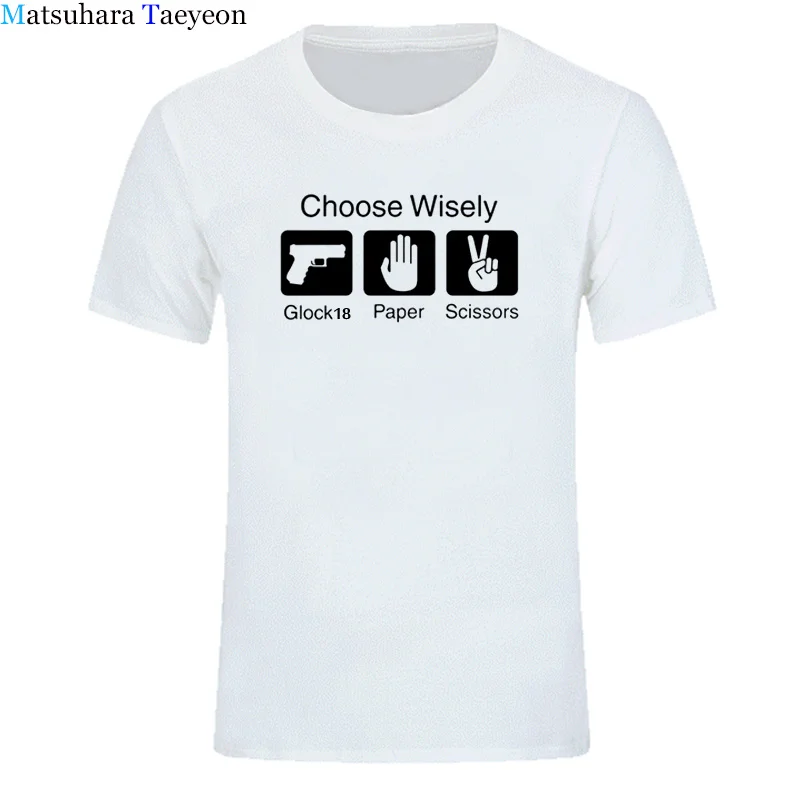 

Choose Wisely Scissors Funny Shirt Cotton Mens T Shirt Summer New Tee European and American Style TShirt Tees Clothing
