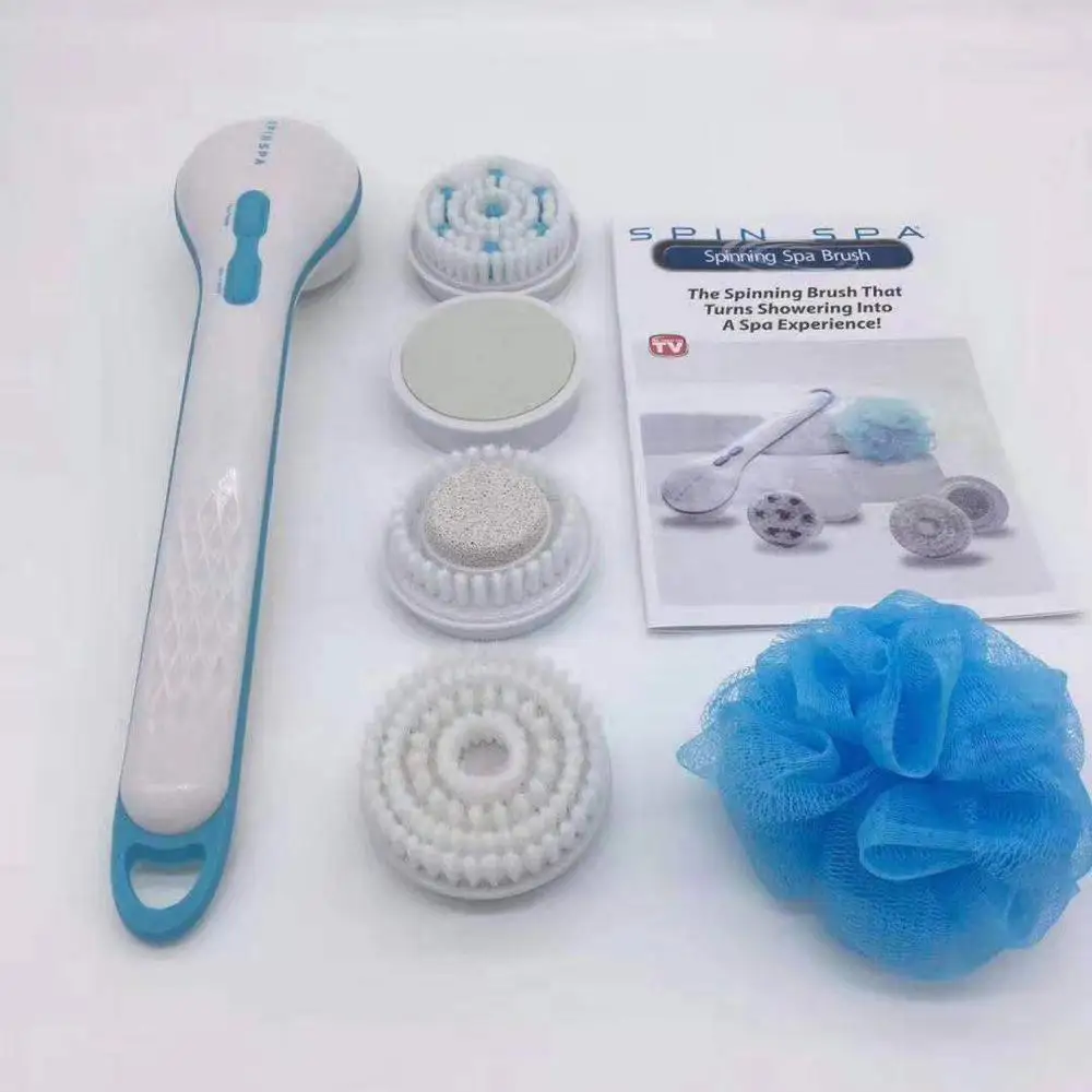 

Electric Body Brush Shower Brush Long Handle Automatic Bath Brush with 5 Brush Heads Back Rubbing Massage Brush Cleaning Brush