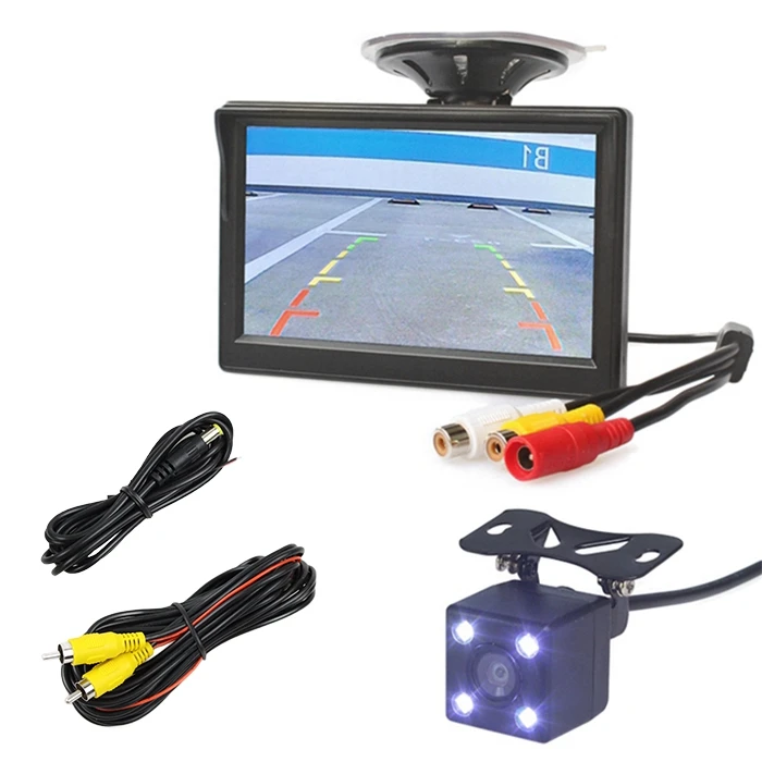 DIYKIT, 5 дюймов, 800x480, HD автомобильный монитор, водонепроницаемый, обратный, светодиодный, ночное видение, резервная камера заднего вида, автомобильная камера с монитором - Название цвета: conventional connect