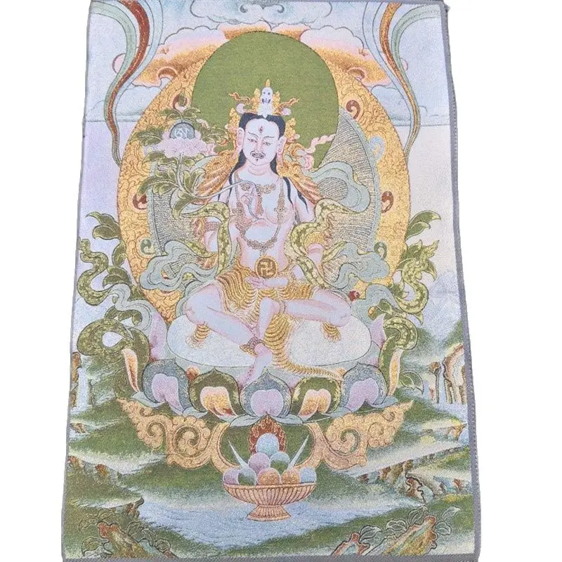 

China old Tibet silk Thangka like hanging painting fengshui Tibetan Padmasambhava Buddha statue