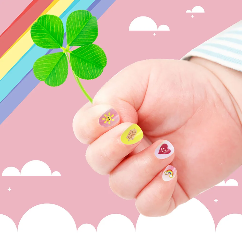 

24PCS Little Miss Nails Adorable Fake Nails For Children Kids Finger Full Cover Nail Tips Lovely False Nails For Party Cosplay