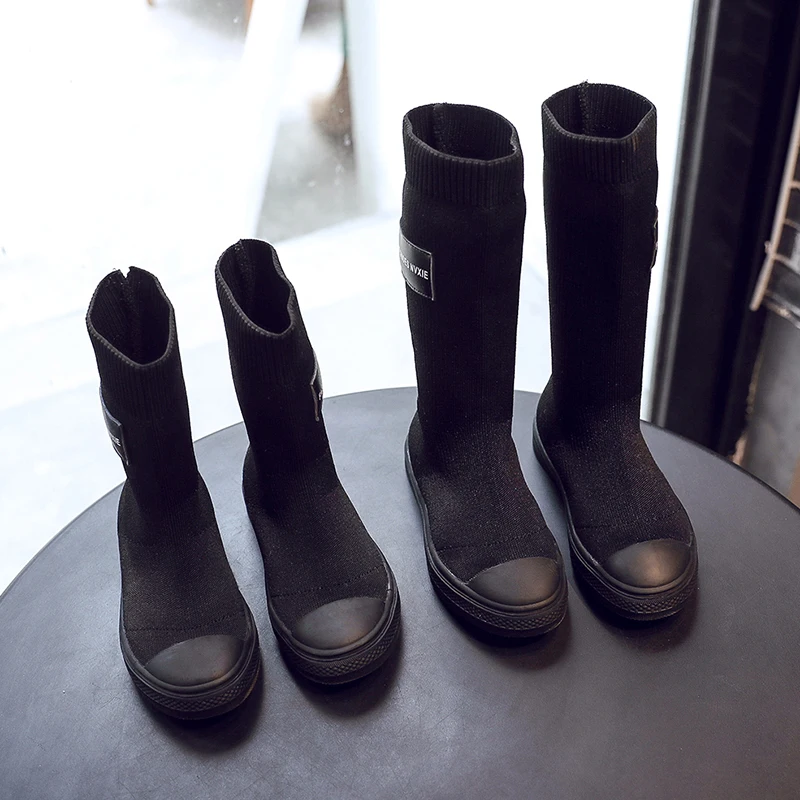 Girls Sock Boots Fashion Mid Top Knitting Autumn Kids Toddler Girl High Shoes |