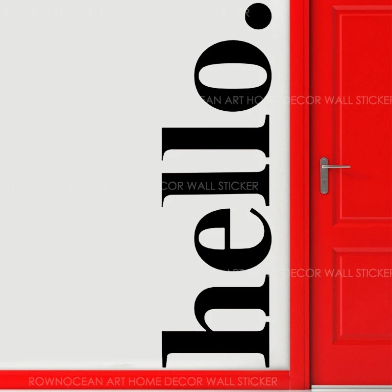 large size hello quotes wall sticker vinyl home decor living room bedroom office bussines door decals window decal murals 2072 free global shipping