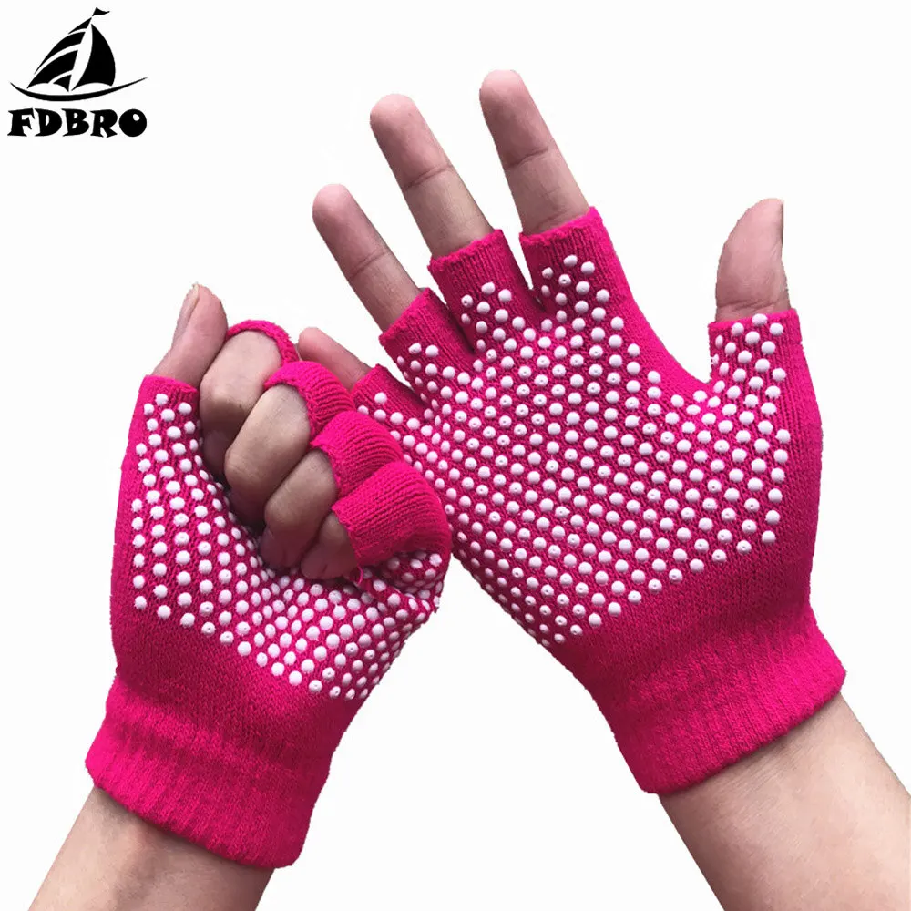 FDBRO Нескользящие дышащие спортивные перчатки для бодибилдинга унисекс пилатеса