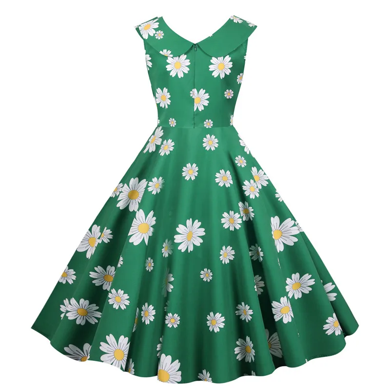 

The New Dress Women Elegant Collar Casual Sleeveless Vintage Retro Party Dress Robe 2021