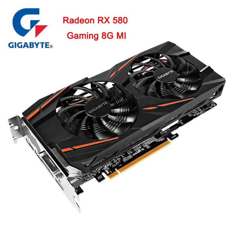 Видеокарта Gigabyte Radeon RX 580 Ga mi ng 8G mi на базе интуитивно понятной видеокарты AORUS 256 Bit 8 GB WINDFORCE 2X с 90 мм лопастным вентилятором