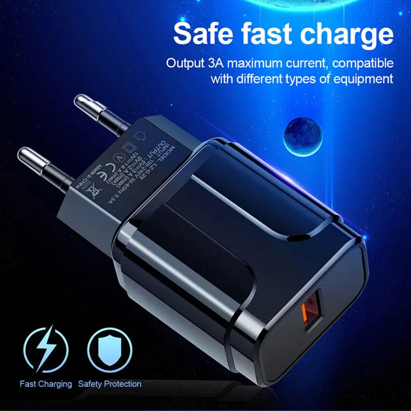 Встроенный смарт-чип 3A безопасное быстрое зарядное устройство USB 100-240 В