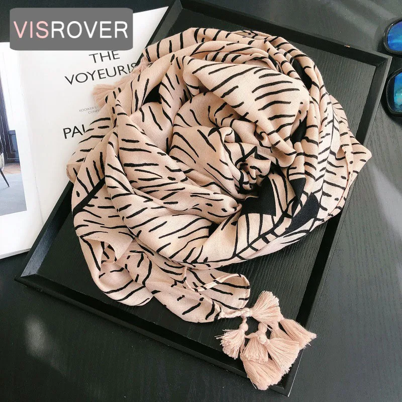 

VISROVER 2020 fashion summer black geometric print viscose scarf woman Wrap Spring Shawls Beach Neck Pashmina Muslim Hijab gift