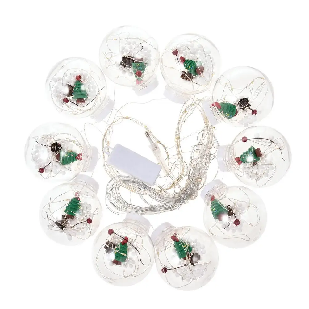 

Christmas Ball Santa LED Curtain Light String Christmas Tree Hanging Pendant For Christmas Home Party New Year Decoration