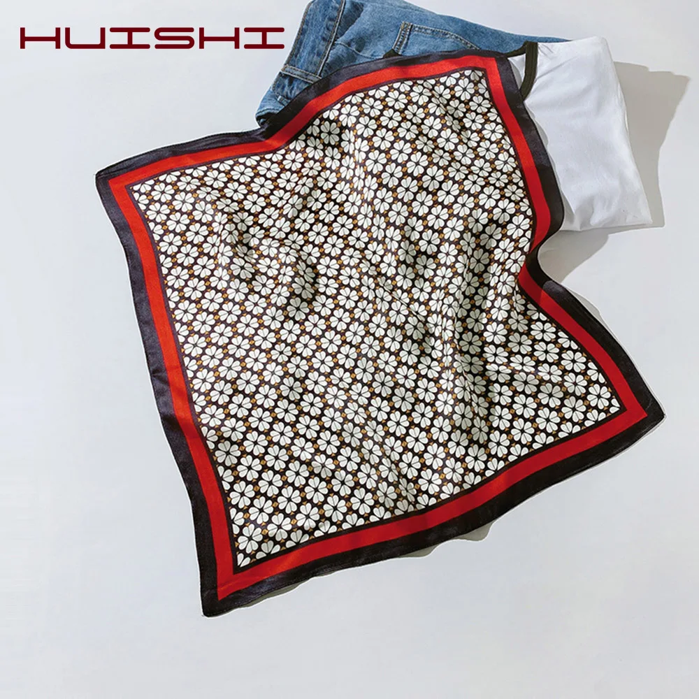 Шикарный Шарф HUISHI Женский дизайнерский шелковый шарф для волос женский шейный