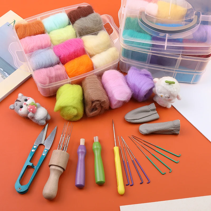 MIUSIE Wool Felt Kit Needle Felting Tool Fibre Fabric DIY Handmade Craft For Craftwork | Дом и сад