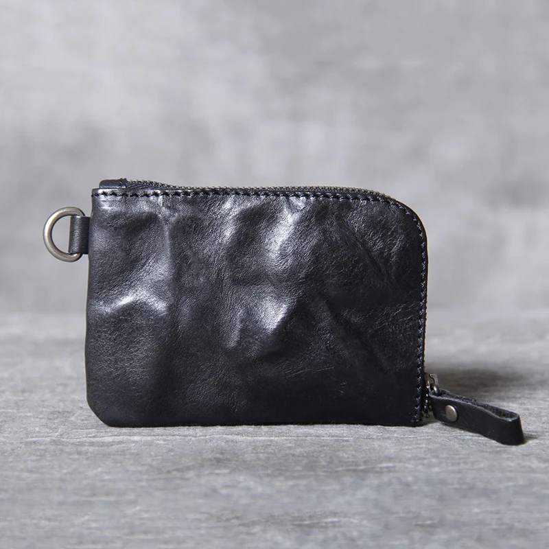 

Retro Men's Coin Purse First layer cowhide Genuine Leather Zipper Women Coin Wallet Key Holder Small Money Bag Card Holder NR99