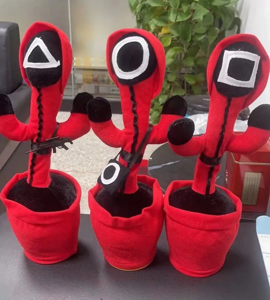 

New Electronic Dancing Squid Game Singing Dancing Decoration Gift for Kids Funny Early Education Toys Knitted Fabric Plush Toys