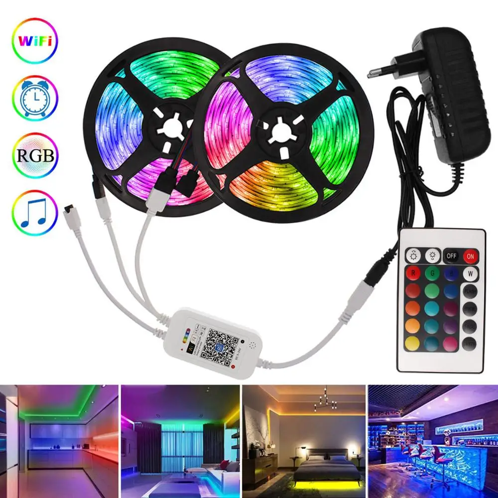 

RGB 5050 LED Strip White Night Light TV Background Lighting SMD 5050 LED Lights Rgb Led Strip Light with Controller Power Supply