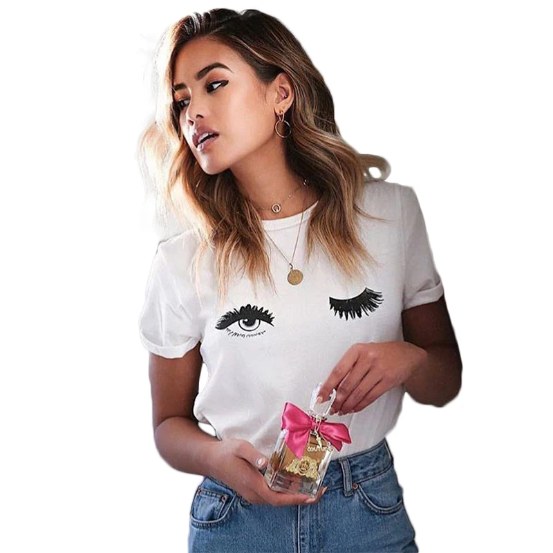 Женская футболка с принтом глаз модная свободная большого размера в стиле
