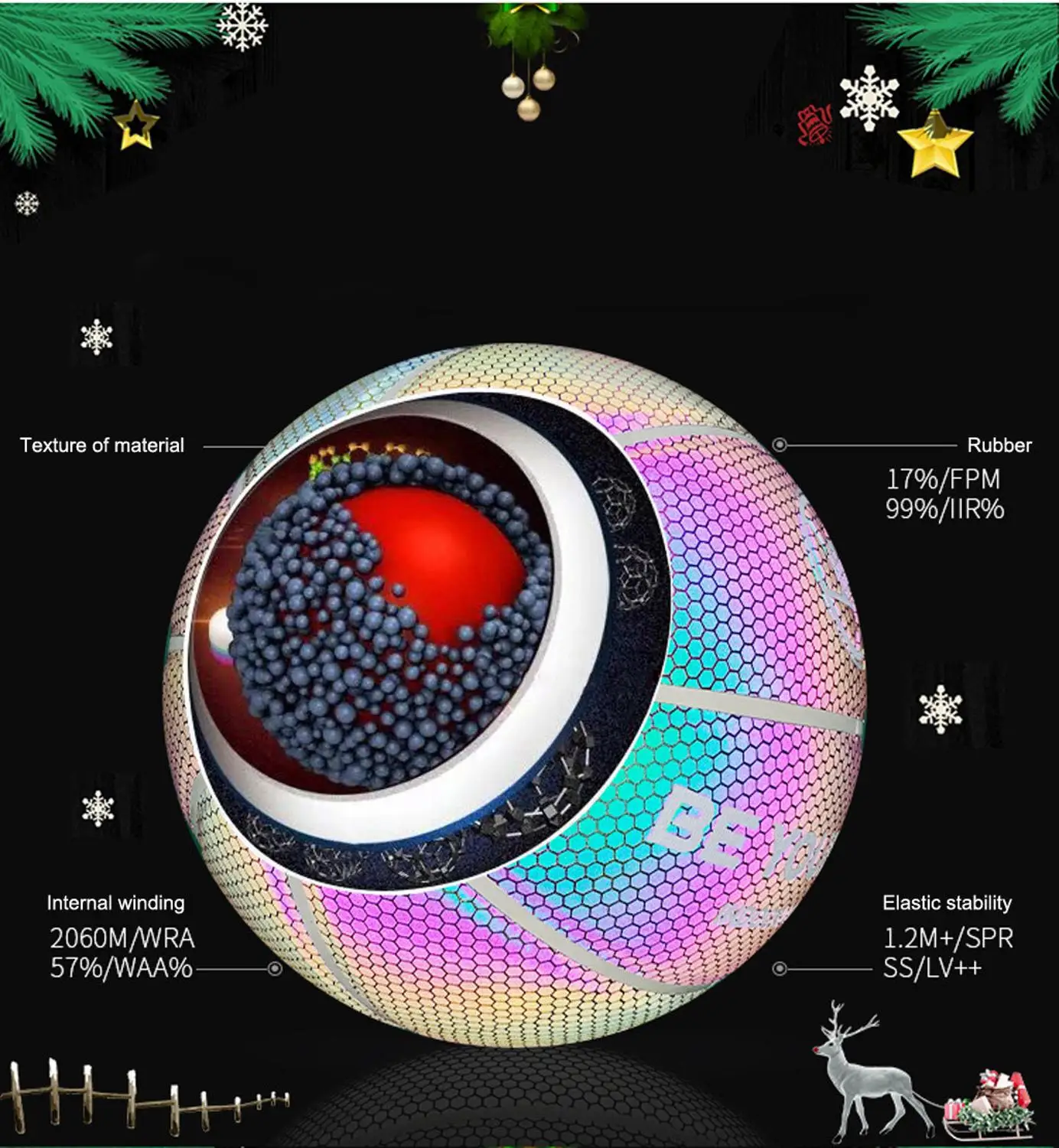 Гигроскопический светящийся шар из ПУ Размер 7 светоотражающий баскетбольный