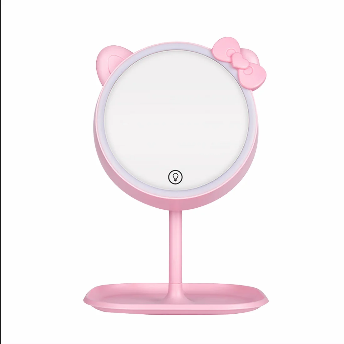 

CSHOU196 cat Ear Makeup Mirror With LED Adjustable Light Touch Screen USB LED Make Up Mirror Desk Vanity Cosmetic Storage Mirror