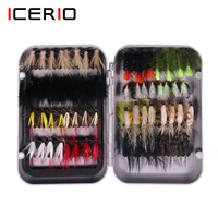 icerio 64pcs flies kit caddis nymph fly dry wet fly midge fly for trout bass blue gill fishing baits lure 4 8 10 12