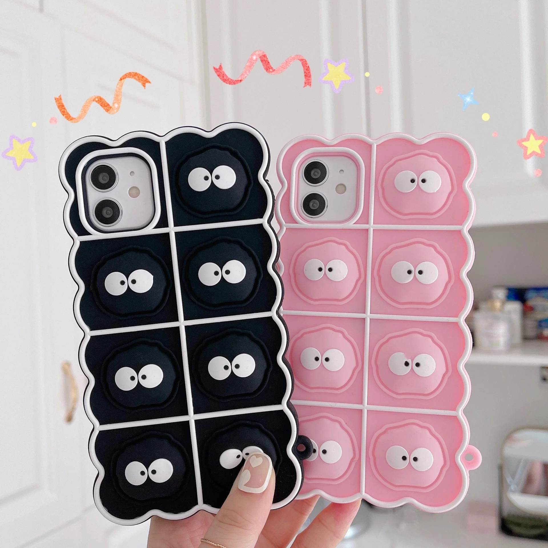 

3D Stress Relive Case for iPhone X XS XR 13 Pro Max 11 12 Mini 8 7 Plus SE 2020 Cute Soft Silicone Back Phone Case Cover