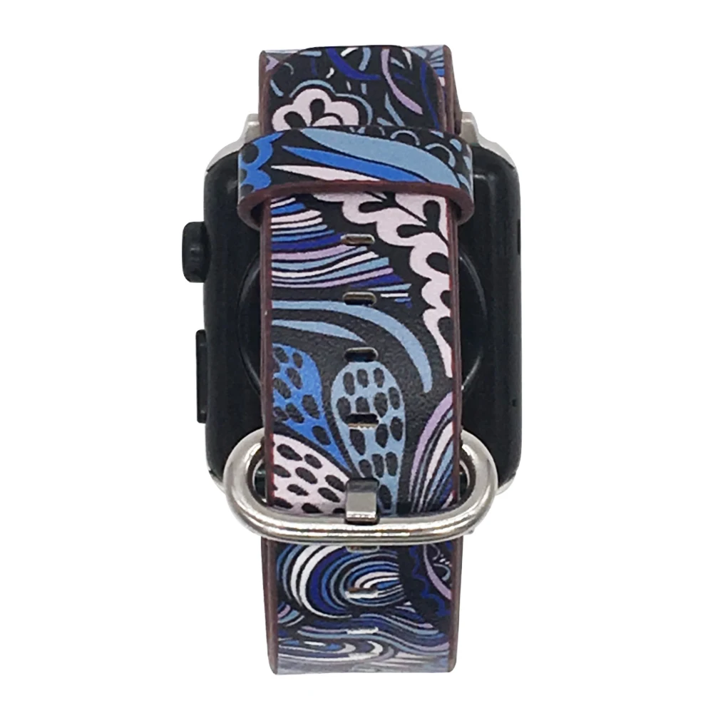 

Flower Strap Floral Prints Leather Wrist Watch Band for iWatch 4/5 40mm 44mm Watchband for Apple watch 42mm 38mm Series