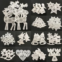 10pcs wood with 2m rope christmas tree pendant hanging ornament deer angel santa claus xmas party decor home decoration 62859