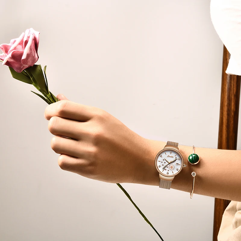 SUNKTA Women Watches Top Brand Luxury Ladies Mesh Belt Ultrathin Watch Stainless Steel Waterproof Clock Quartz Reloj Mujer | Наручные